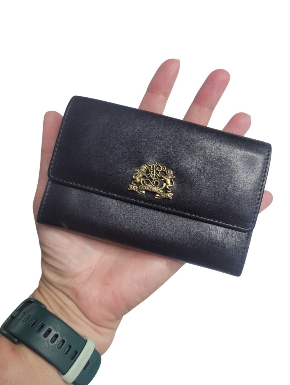 Vintage Ralph Lauren Black Leather Wallet Key Chain